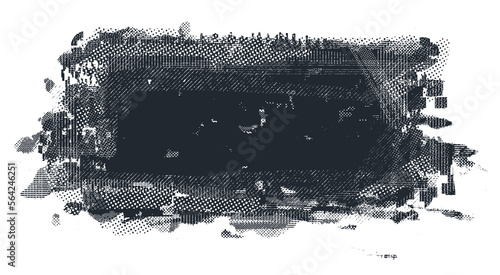 Abstract halftone background. Grunge design element. Distressed effect . Shapes with stripes screen print texture. Vector illustration