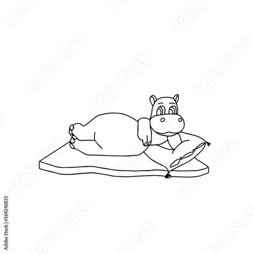 drawing of a hippopotamus lying on a pillow