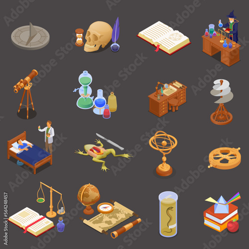 Ancient Science Icons Set