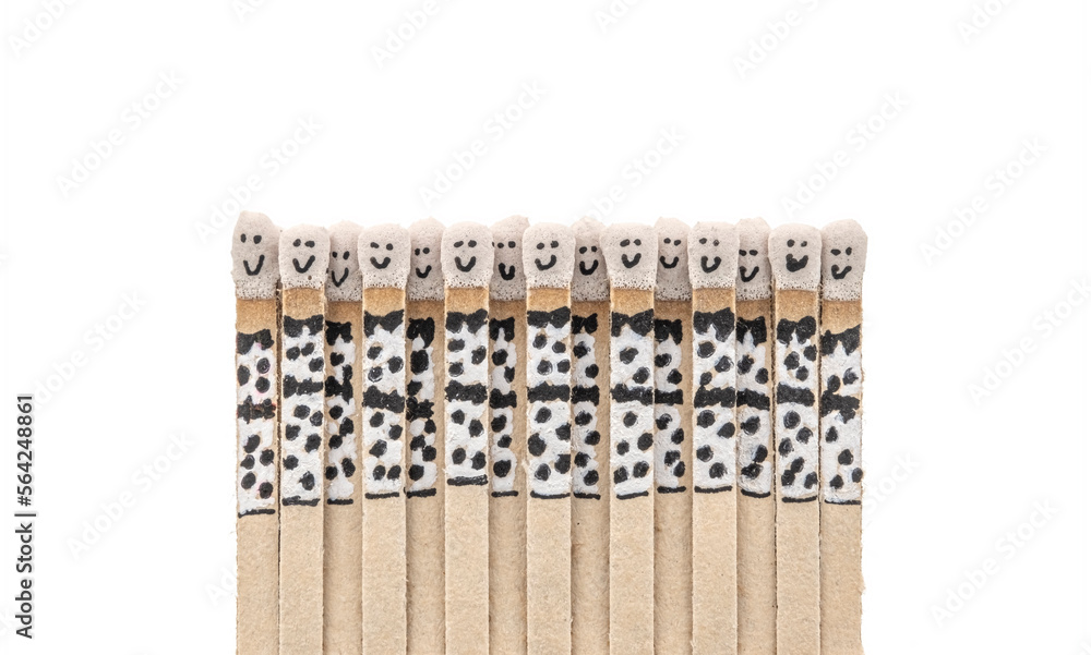 matchsticks with faces painted on the heads