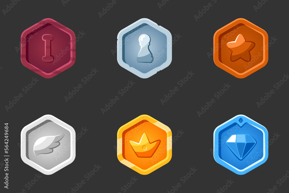 Rank icons set. Isolated vector illustration of mobile game sprites ...