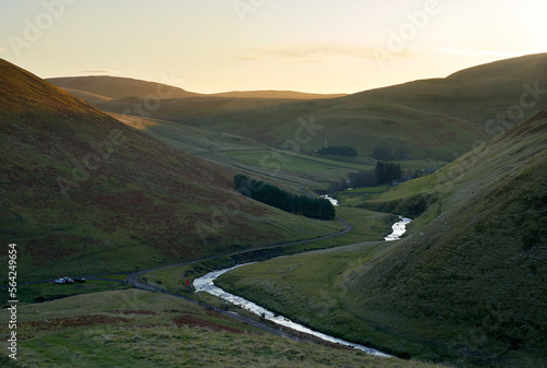 Obraz na płótnie The river Coquet running through the Cheviot mountains from the side of Carshope, Northumberland, UK. w salonie