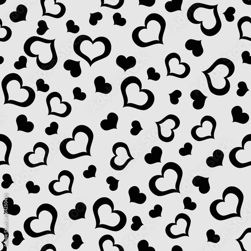 Hearts Retro Seamless Pattern Checkered Background Hand-Drawn Vector Illustration. Seventies Style Background, Wallpaper, Print. Flat Design