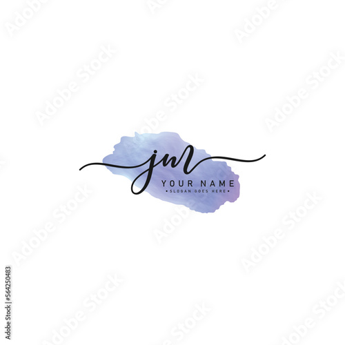 JM Handwritten Signature logo with Watercolor Background- Vector Logo Template for Beauty, Fashion and Photography photo