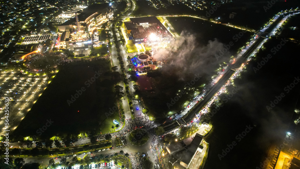 Whole jakarta city celebrating the New Year or any national event with fantastic multi-colored fireworks. Whole jakarta city celebrating the New Year or any national event with fantastic multi-colored fireworks.