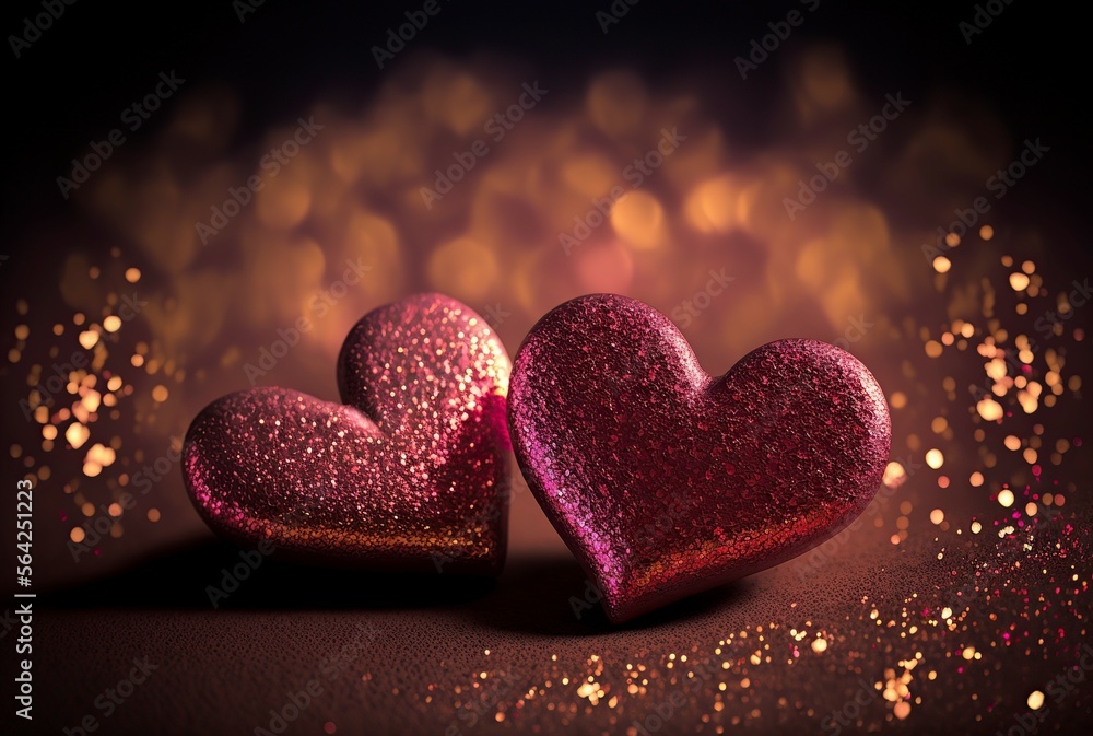 Fototapeta premium illustration of red hearts, valentine's day, image generated by AI