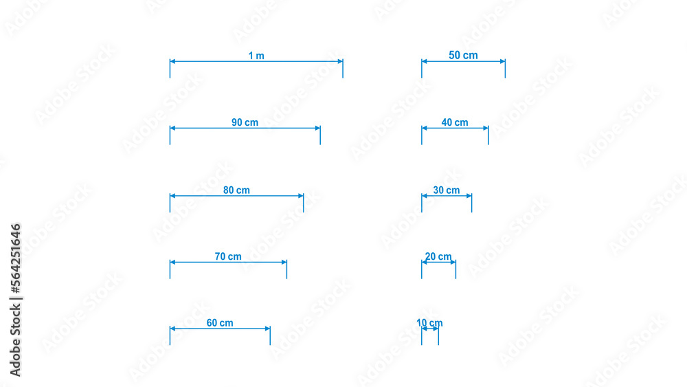 blue dimensions from 100 cm to 10 cm isolated on white, PNG transparent background of misuramentys suitable for any drawings blue dimensions from 100 cm to 10 cm isolated on white, PNG transparent background of misuramentys suitable for any drawings