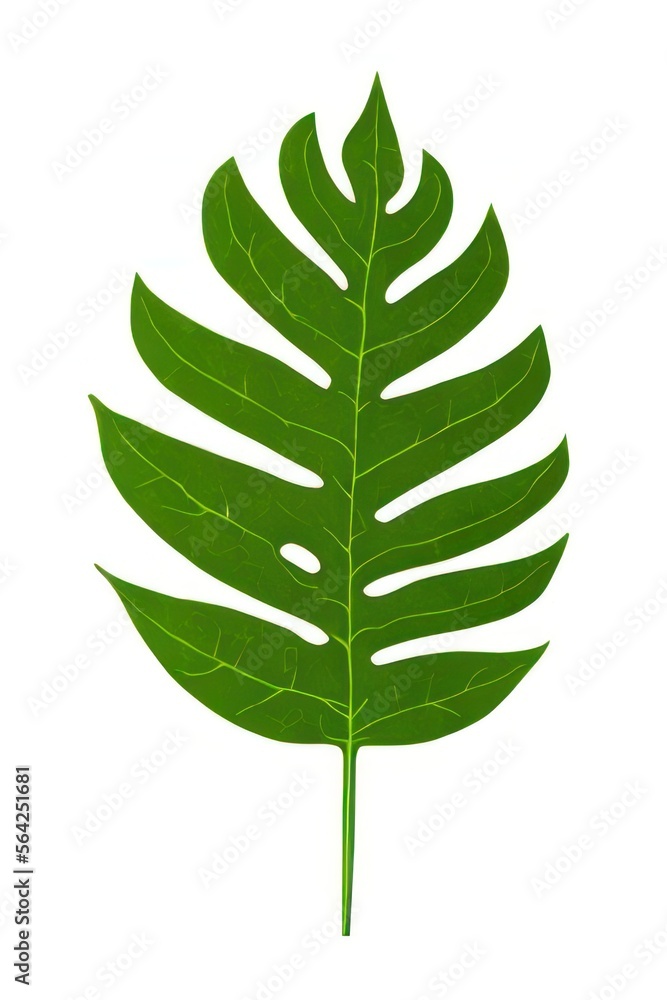 big leaf on white background created with Generative AI big leaf on white background created with Generative AI