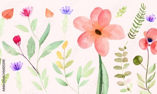 watercolor floral background created with Generative AI © shital