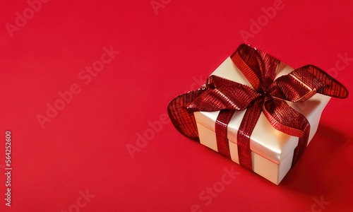 gift box on Red background created with Generative AI