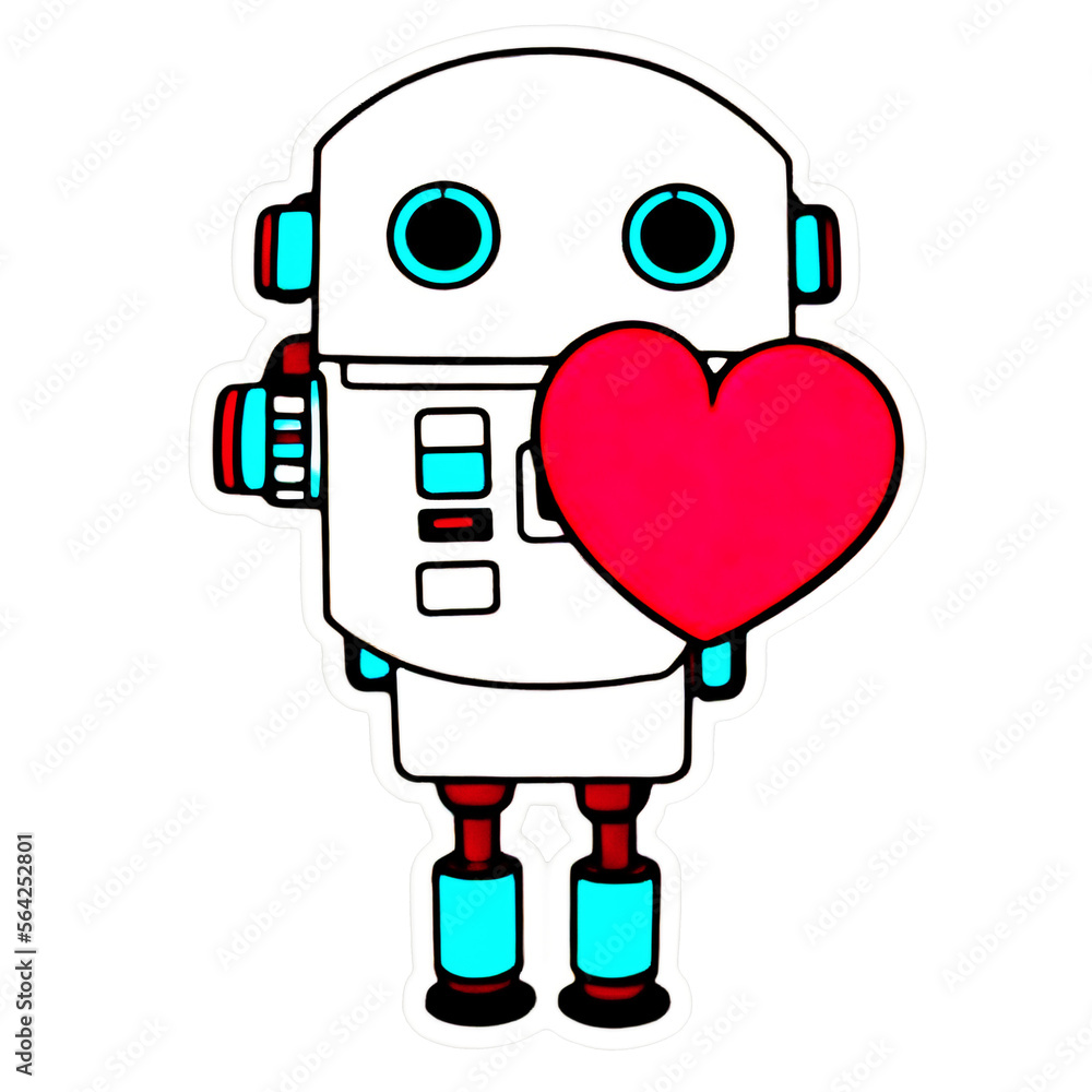Cute robot with hearts. Generative AI Cute robot with hearts. Generative AI