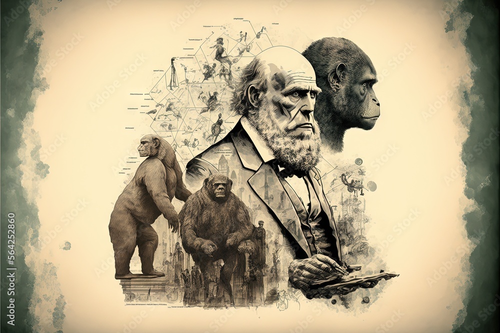 World Darwin Day representing the evolotuion theory illustration generative ai - obrazy, fototapety, plakaty 