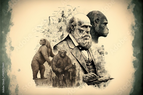 Fotografia World Darwin Day representing the evolotuion theory illustration generative ai