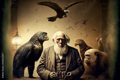 World Darwin Day representing the evolotuion theory illustration generative ai