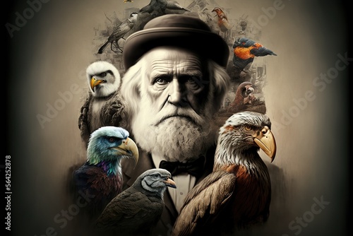 Tela World Darwin Day representing the evolotuion theory illustration generative ai