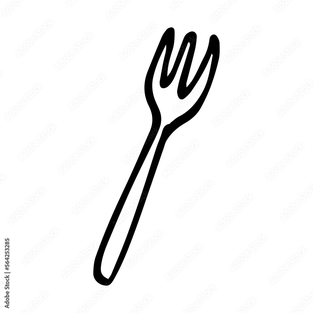 Fork doodle style vector illustration isolated on white Fork doodle style vector illustration isolated on white