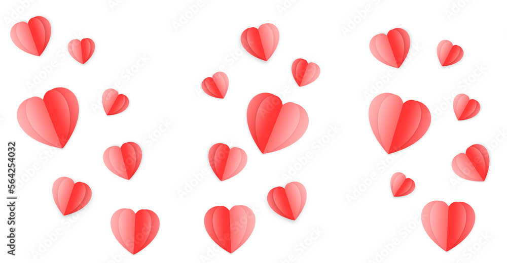 Valentine's day background with red hearts like balloons on transparent background, flat lay, clipping path. PNG image Valentine's day background with red hearts like balloons on transparent background, flat lay, clipping path. PNG image