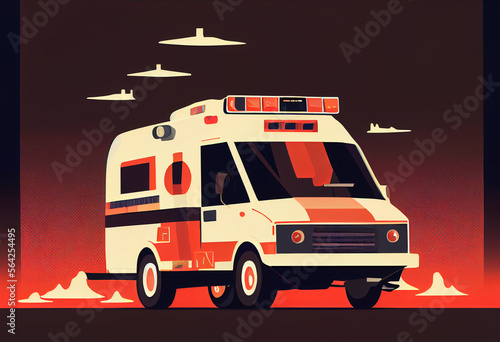 Ambulance. Minimalist image..
