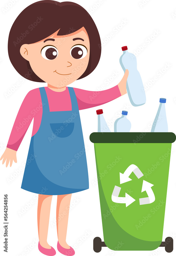 woman separating waste, recycling garbage and sorting refuse for recycle