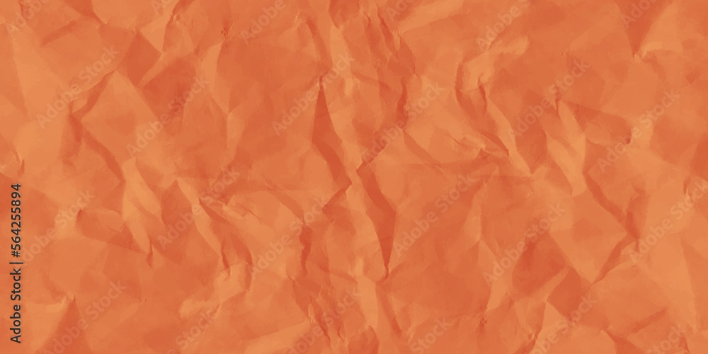 Fototapeta premium Orange creased crumpled paper texture can be use as background. Orange color crumpled sheet of paper background. Ragged orange Paper. orange waxed packing paper texture. 