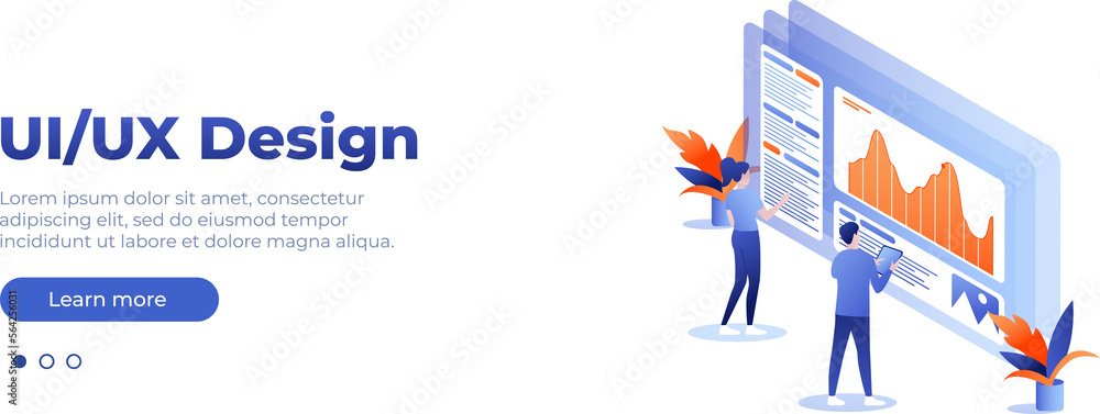 UI/UX design concept. Banner vector isometric illustration, ui concept ...