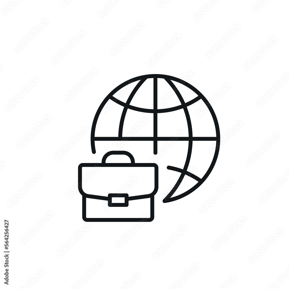 Working with world linear icon. Freelance. Remote work. Portfolio, planet. Thin line customizable illustration. Contour symbol. Vector isolated outline drawing. Editable stroke Working with world linear icon. Freelance. Remote work. Portfolio, planet. Thin line customizable illustration. Contour symbol. Vector isolated outline drawing. Editable stroke