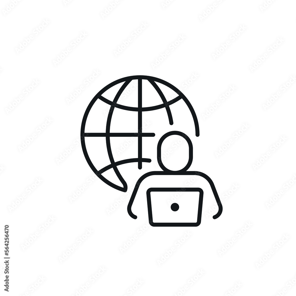 Obraz na plátně Man, work, laptop linear icon