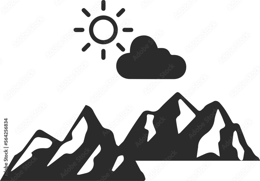 Mountain icon, hill icon black vector Mountain icon, hill icon black vector