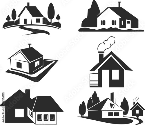 House icon set, home icon set black vector