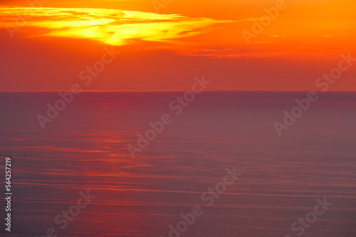Sunset at mediterranean sea. Idyllic seascape in Balearic islands, Spain