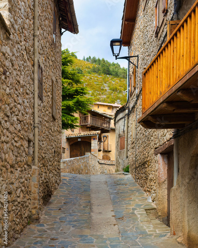 Street of the historic center town Gosol in the Bergueda, Catalonia, Spain photo