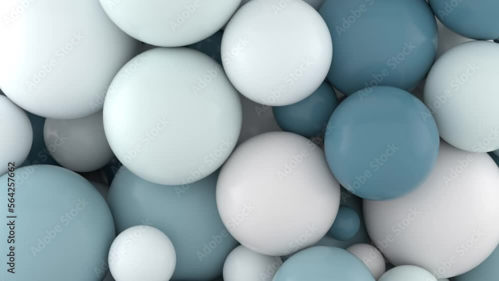 Loop 3D animation of blue and white spheres floating