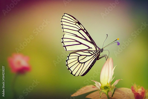 butterfly on a flower, Generative AI Art Illustration