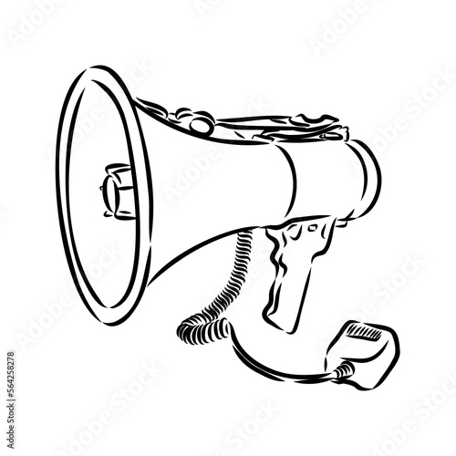 Megaphone, bullhorn sketch. Hand-drawn vintage vector illustration