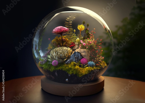 Atemberaubend schöne Terrarium super realistische natürliche Blume mit einem natürlichen Licht im Glas