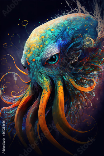 rainbow octopus Generative AI