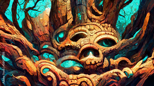 forest Mayan style ancient culture illustration art Generative AI Content by Midjourney