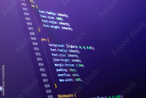Code background in editor. Web programming with css coding