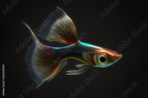 Guppy Fish with an Elegant Look in a Dark Place made with Generative AI