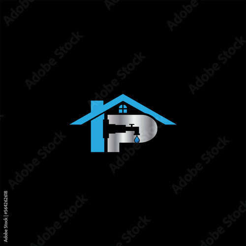 Letter IP plumbing logo with home icon