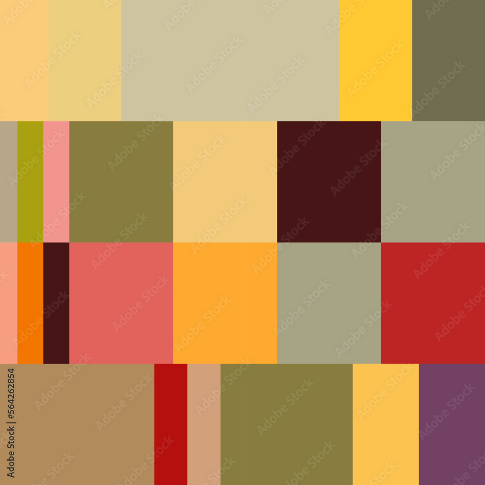 Modern vector abstract seamless geometric pattern with stripes, squares and rectangles in retro Scandinavian style. Colorful simple shapes mosaic. Bauhaus design inspired background. Modern vector abstract seamless geometric pattern with stripes, squares and rectangles in retro Scandinavian style. Colorful simple shapes mosaic. Bauhaus design inspired background.