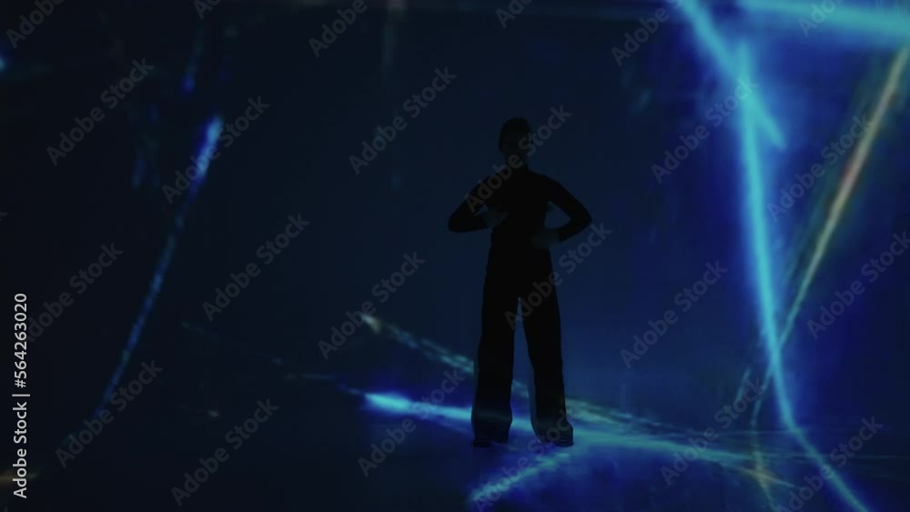 moving dancing silhouette of teenage girl, person moving like robot, contemporary dance style moving dancing silhouette of teenage girl, person moving like robot, contemporary dance style