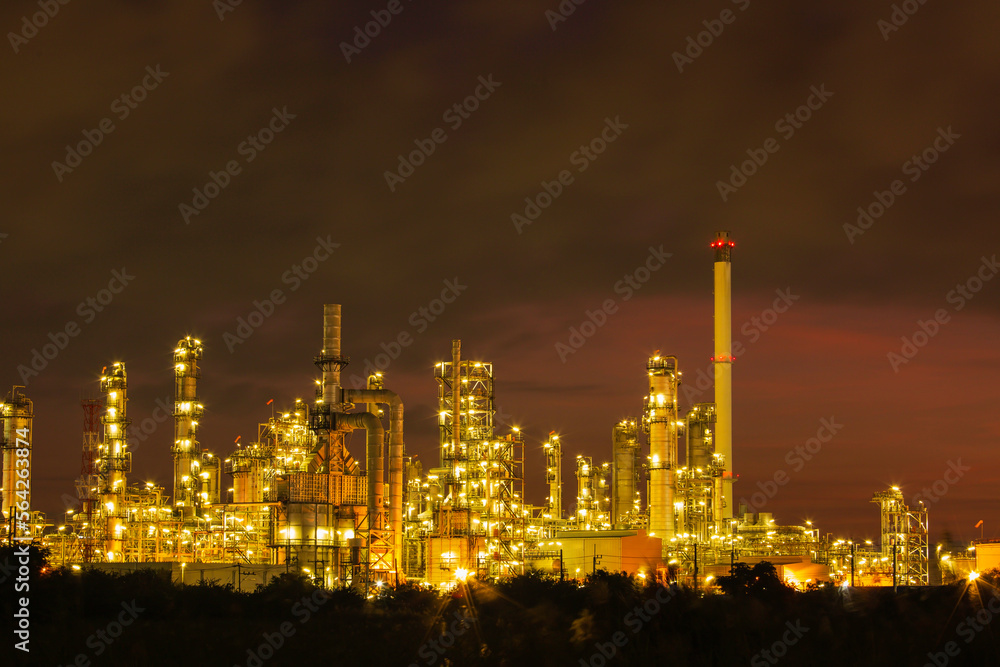 Oil​ refinery​ and​ plant and tower of Petrochemistry industry in oil​ and​ gas​ ​industry with​ cloud​ blue​ ​sky the morning​