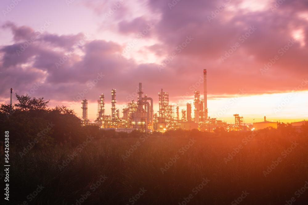 Oil​ refinery​ and​ plant and tower of Petrochemistry industry in oil​ and​ gas​ ​industry with​ cloud​ blue​ ​sky the morning​