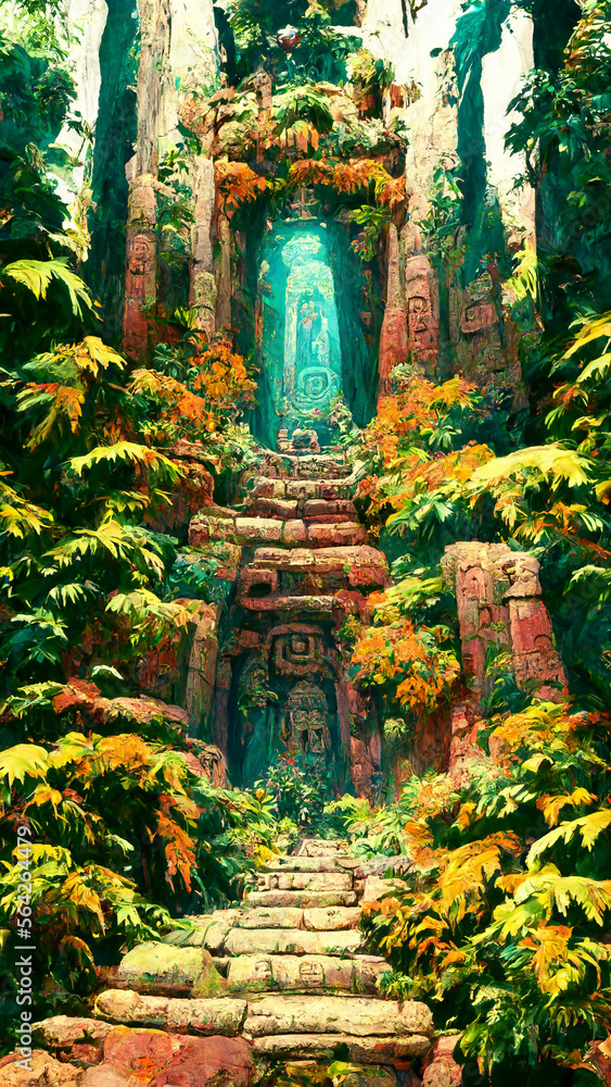 forest Maya ancient culture. Aztec and Inca civilization illustration art Generative AI Content by Midjourney forest Maya ancient culture. Aztec and Inca civilization illustration art Generative AI Content by Midjourney