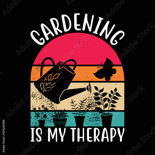 Gardening is My Therapy Retro Vintage