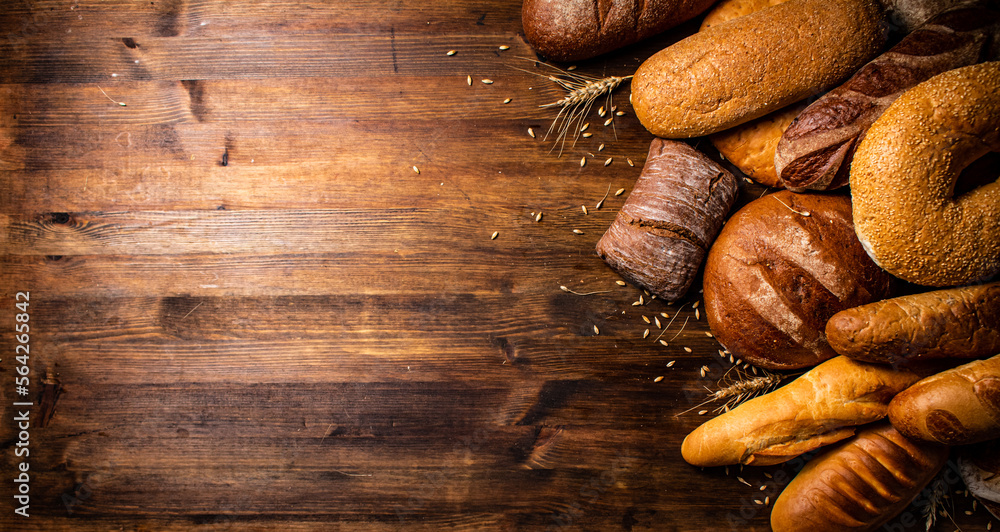 Different kinds of delicious bread. Different kinds of delicious bread.