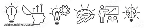 Knowledge and invention - thin line icon collection on white background - vector illustration