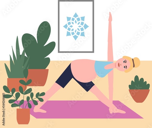 silhouettes of women in windows doing yoga. Yoga for pregnant women. Collection of active sports mothers for workout pilates, relaxing body exercises. Homework exercise for prenatal yoga.