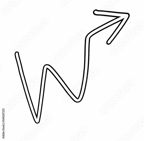 hand drawn doodle of zigzag pointer arrow. vector design illustration icon symbol. for business, presentation slide